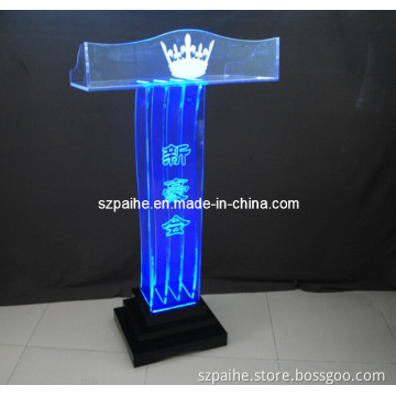 High Transparent Acrylic Reception Desk with LED Lighting